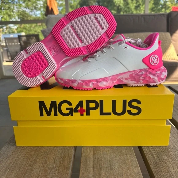 G/FORE GFORE MG4+ Perforated Golf Shoe Sneaker Ladies 9 Knockout Pink Camo White - Picture 2 of 9